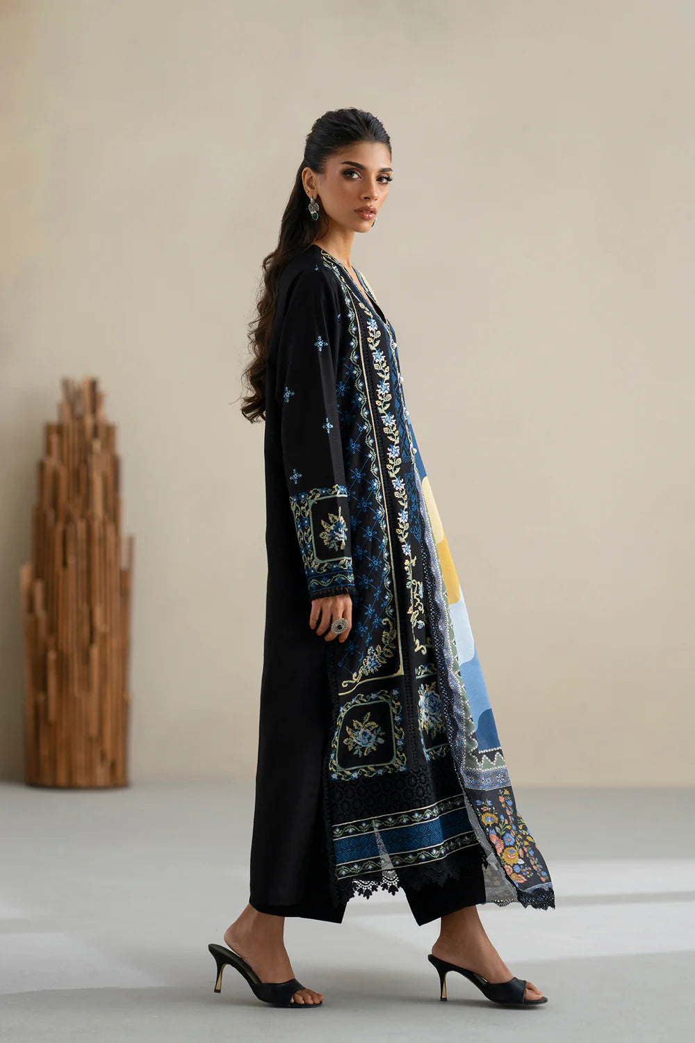 JET BLACK | E0817/203/902 | Unstitched Rozana A/W '25 Drop 2 | Ethnc