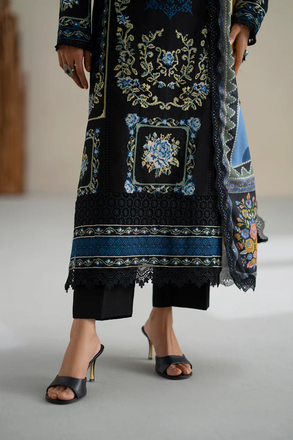 JET BLACK | E0817/203/902 | Unstitched Rozana A/W '25 Drop 2 | Ethnc