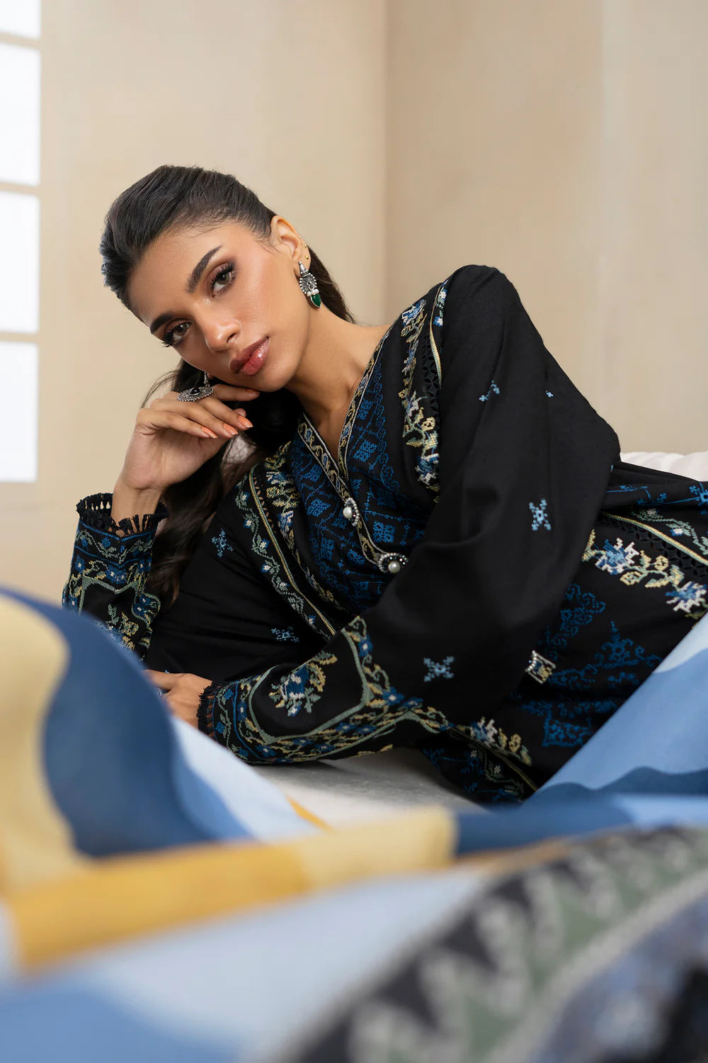 JET BLACK | E0817/203/902 | Unstitched Rozana A/W '25 Drop 2 | Ethnc