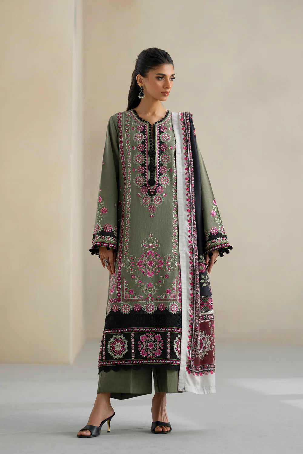 OLIVE | E0819/203/120 | Unstitched Rozana A/W '25 Drop 2 | Ethnc