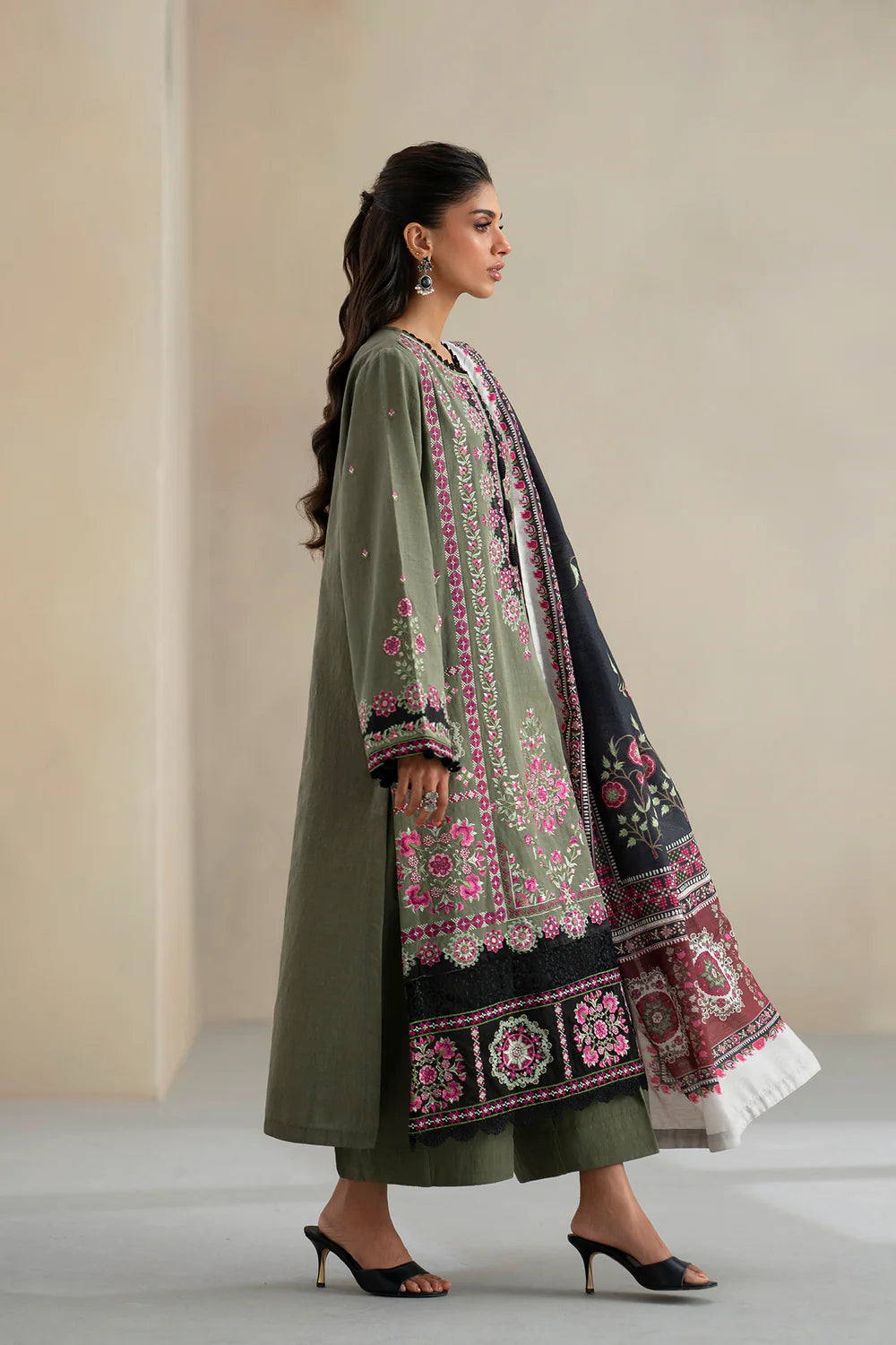 OLIVE | E0819/203/120 | Unstitched Rozana A/W '25 Drop 2 | Ethnc