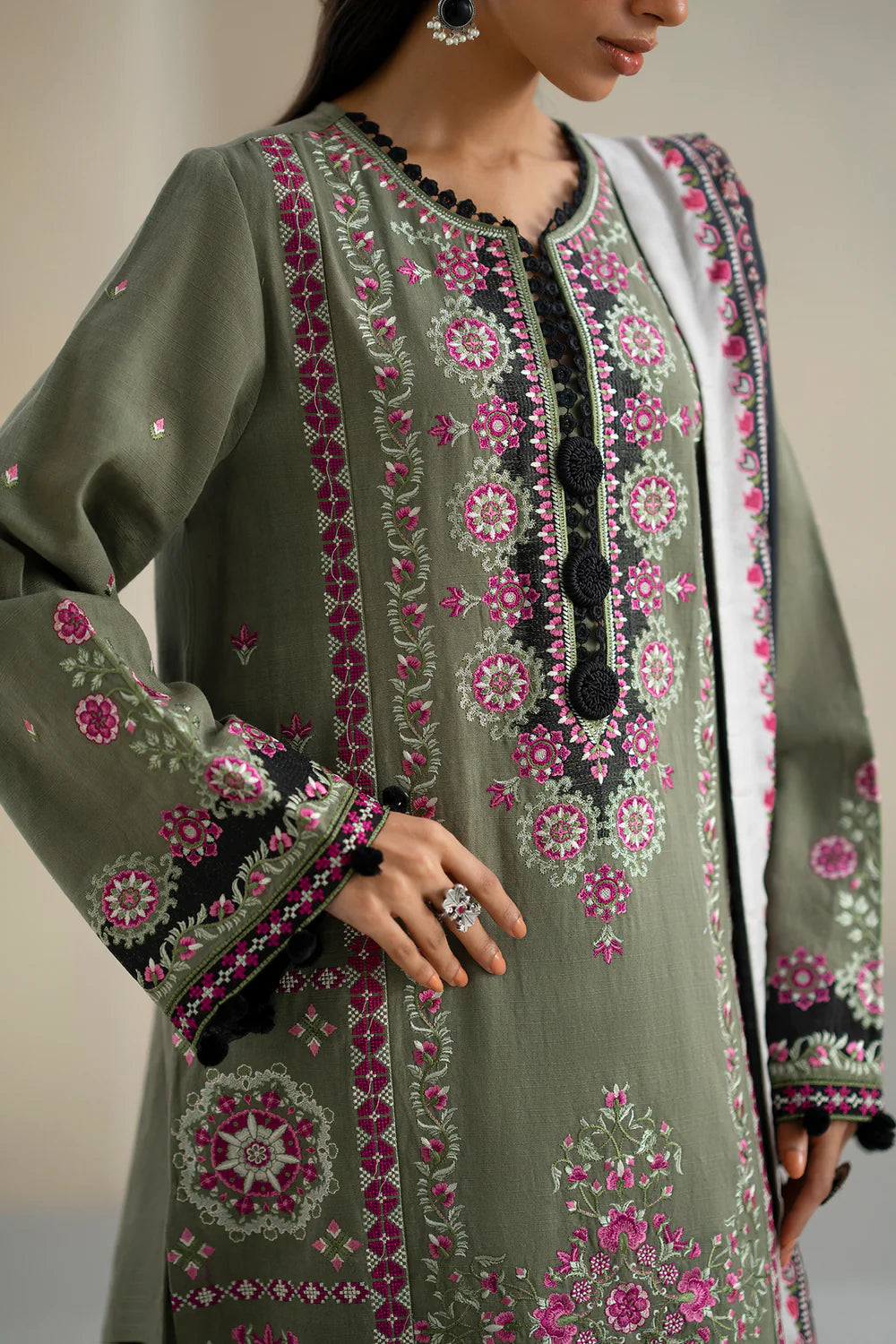 OLIVE | E0819/203/120 | Unstitched Rozana A/W '25 Drop 2 | Ethnc