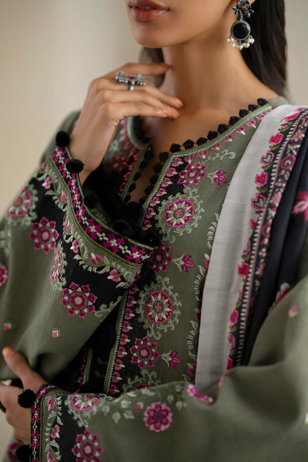 OLIVE | E0819/203/120 | Unstitched Rozana A/W '25 Drop 2 | Ethnc