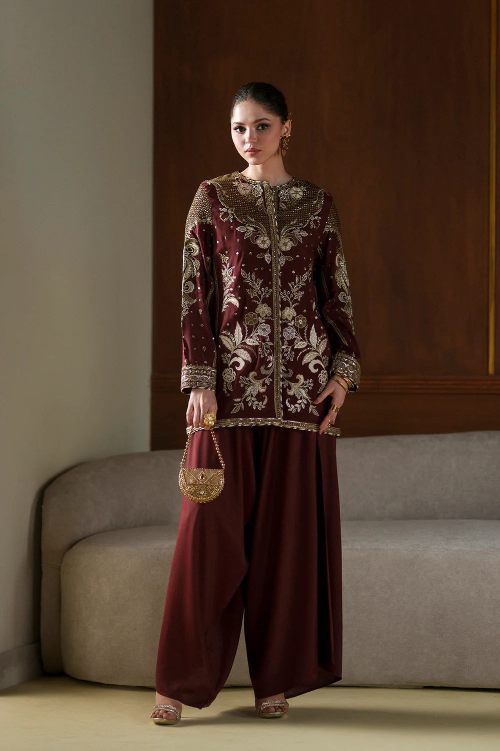 BURGUNDY | E1077/104/415 | Women Boutique Summer '26- Drop 4 | Ethnc