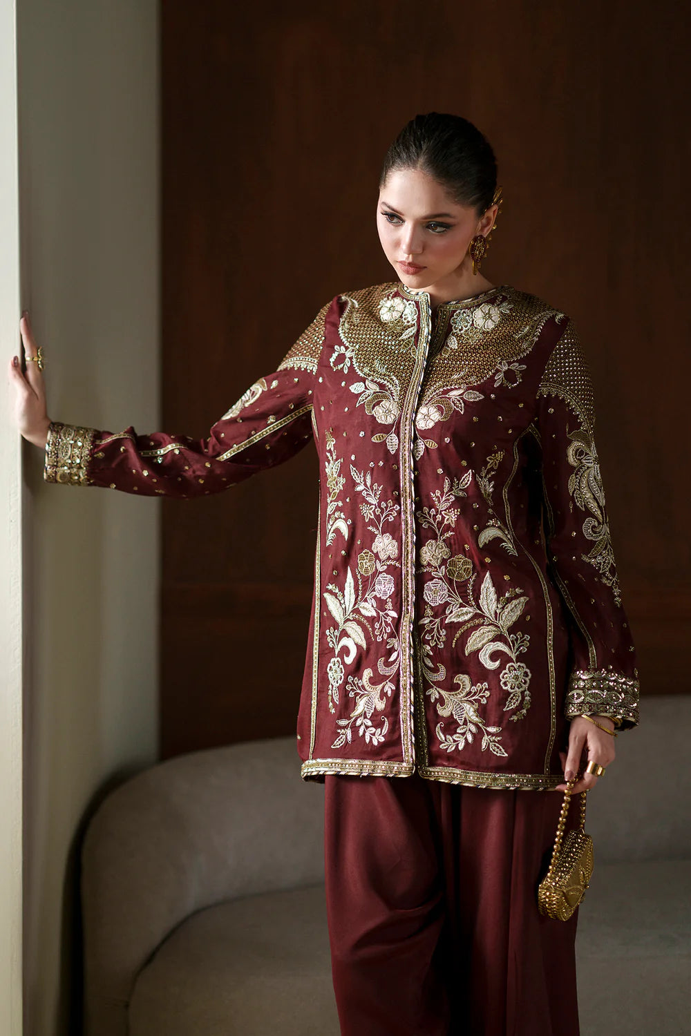 BURGUNDY | E1077/104/415 | Women Boutique Summer '26- Drop 4 | Ethnc