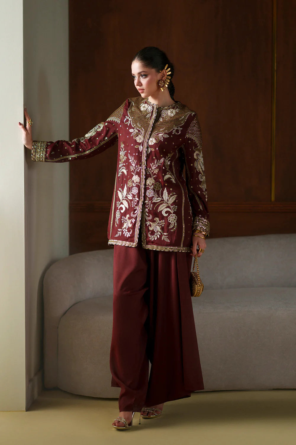 BURGUNDY | E1077/104/415 | Women Boutique Summer '26- Drop 4 | Ethnc