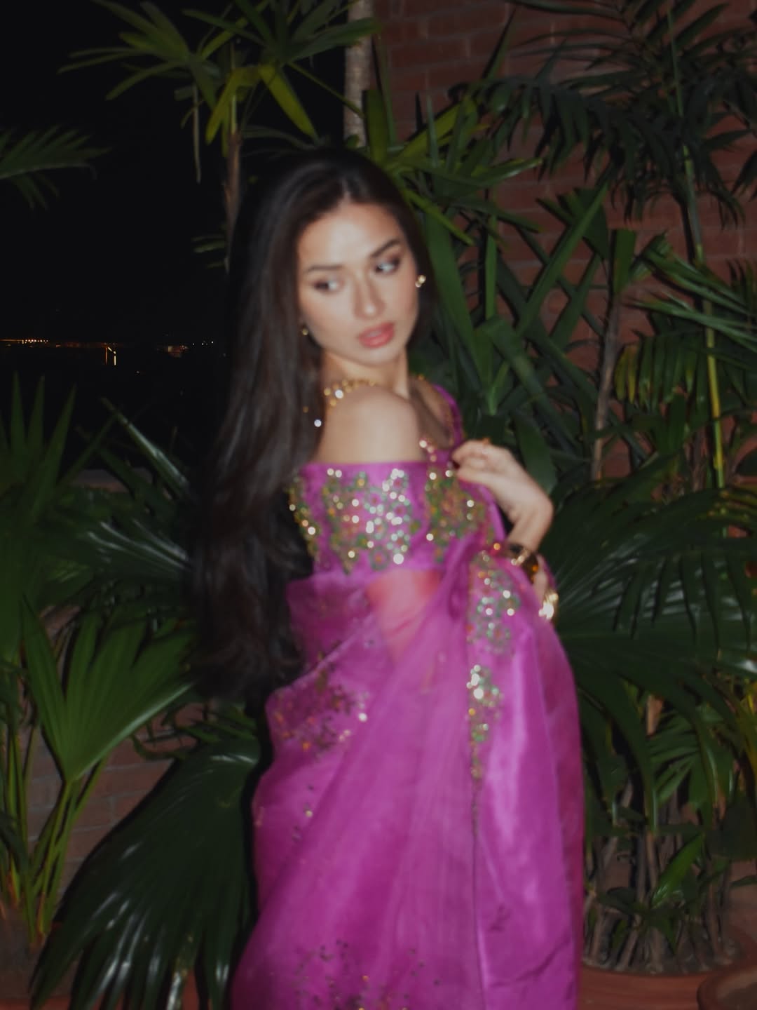 Byzantium Embellished Organza Sari | Muse Luxe