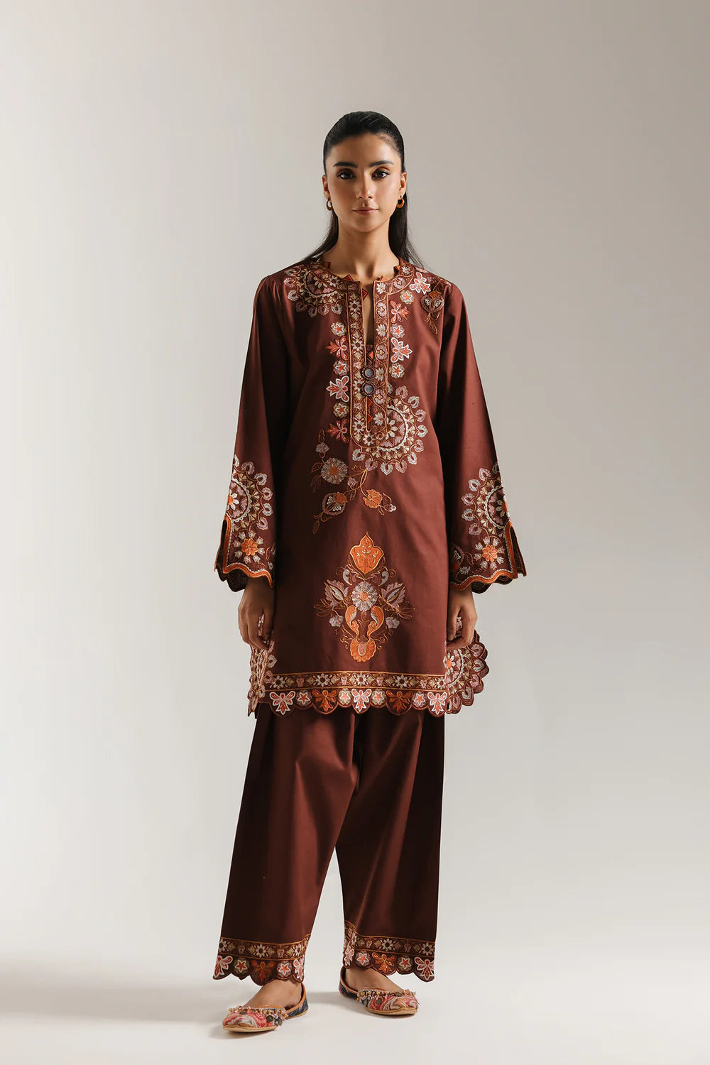 DARK BROWN | E3648/103/317 | Rozana collection 25' - Drop 03 | Ethnc