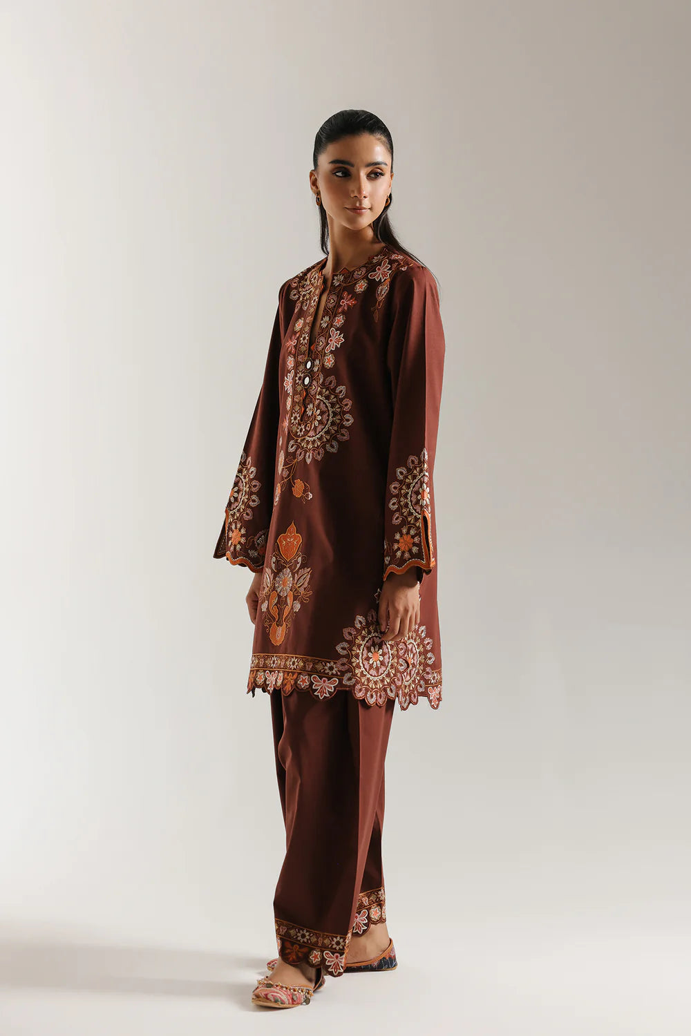 DARK BROWN | E3648/103/317 | Rozana collection 25' - Drop 03 | Ethnc