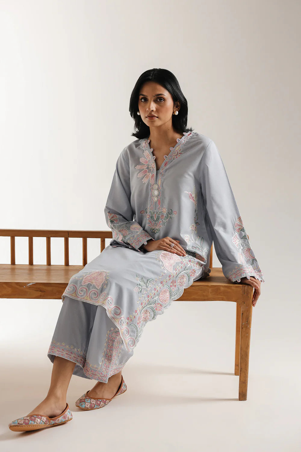 DUSTY BLUE | E3690/103/635 | Rozana collection 25' - Drop 03 | Ethnc