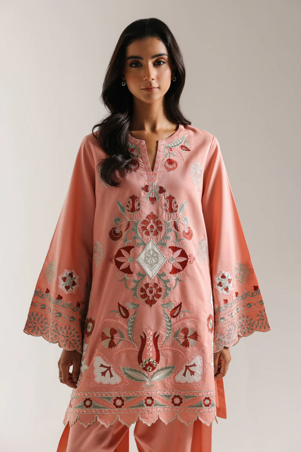 BABY CORAL | E3796/103/313 | Rozana collection 25' - Drop 03 | Ethnc