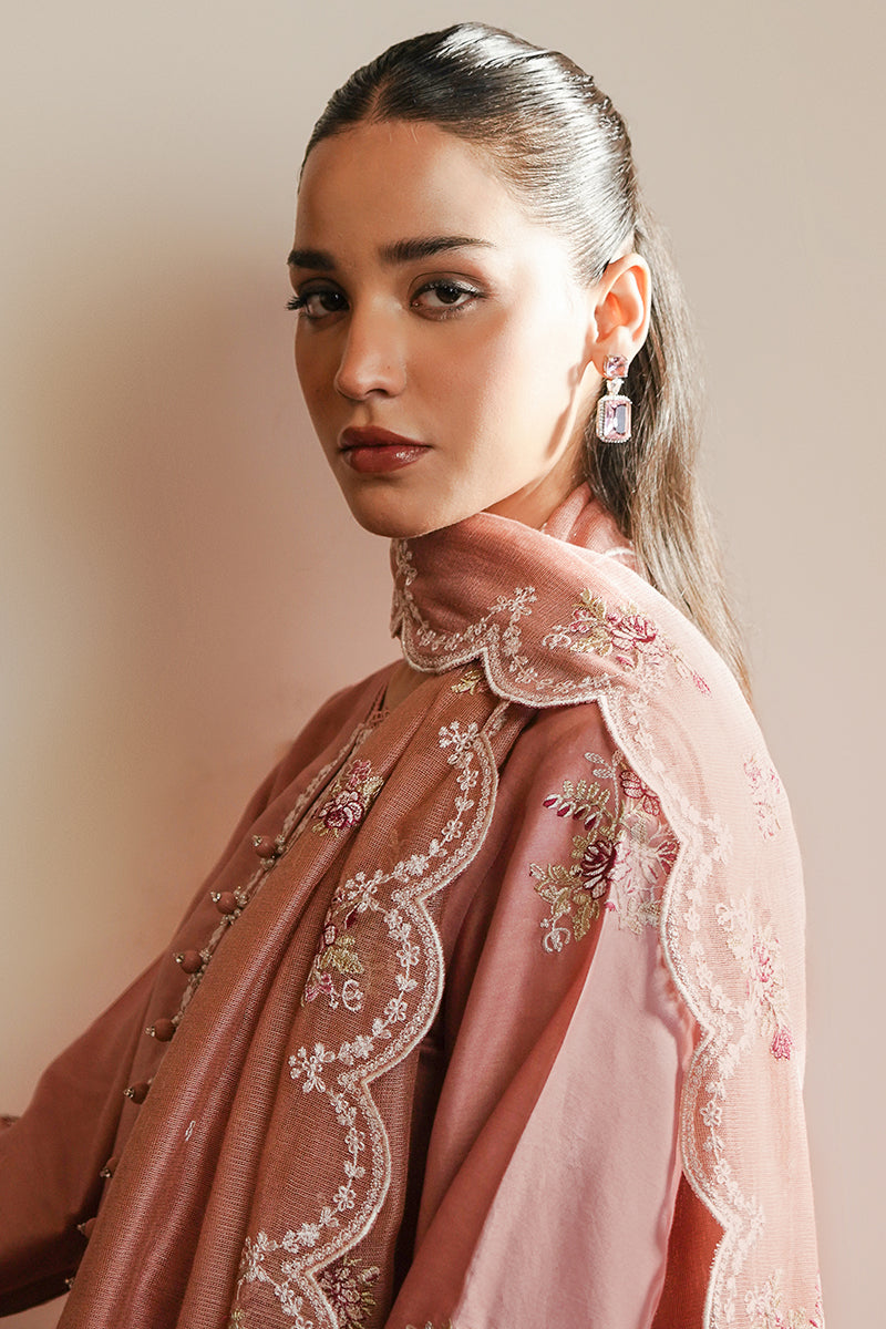 MYSTIC PINK-3PC SATIN EMBROIDERED SUIT| Cross Stitch