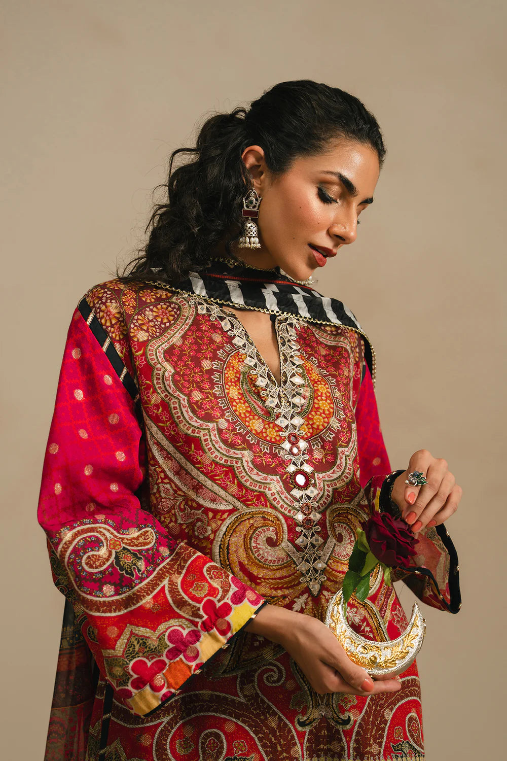 ORANGE BROWN | E4110/103/321 | Rozana Collection SP SS '26- Drop 5 | Ethnc