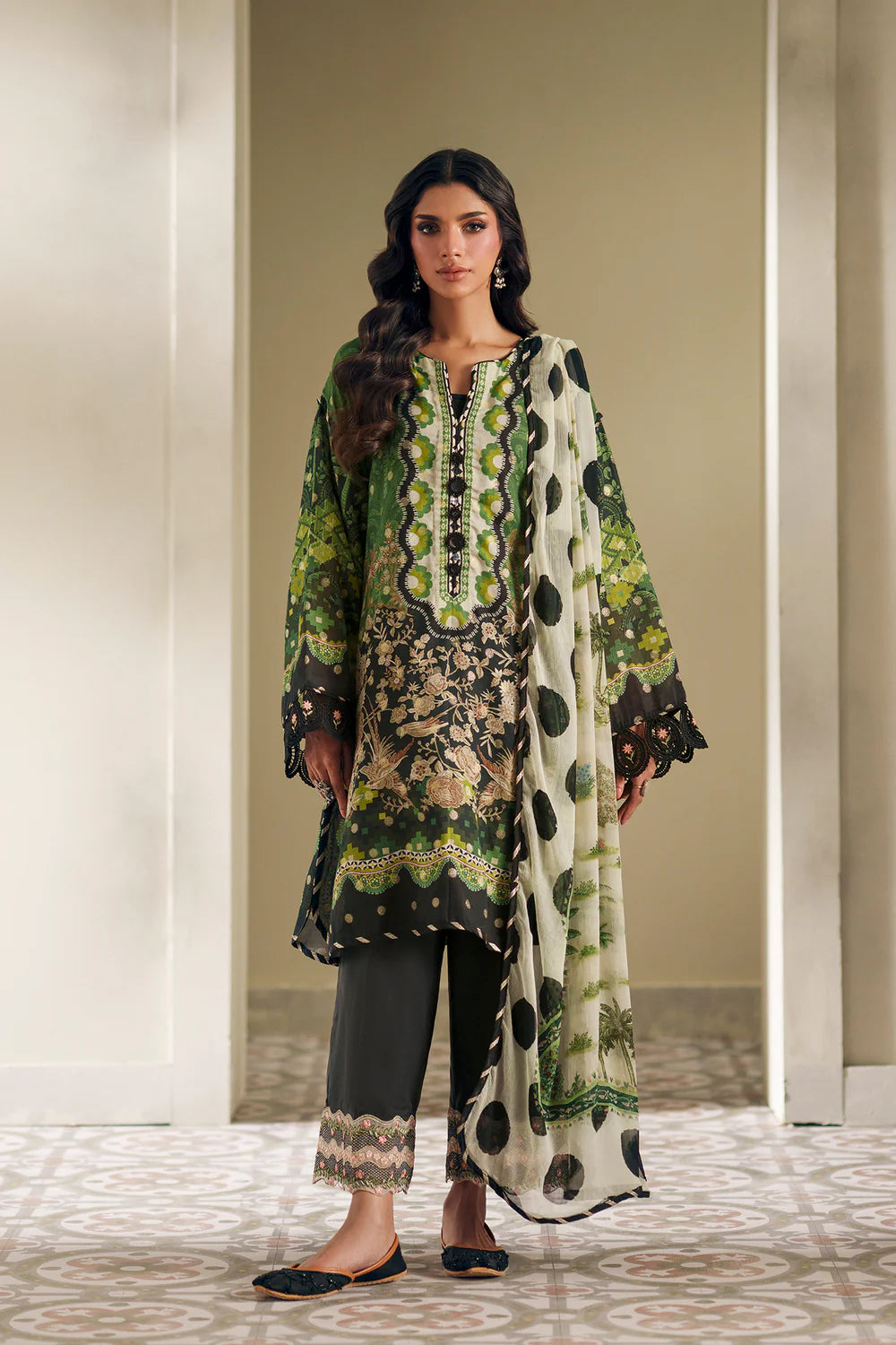 FOREST GREEN | E4192/103/705 | Rozana Collection SS '26- Drop 7 | Ethnc