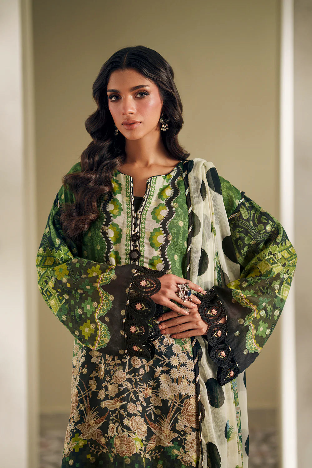 FOREST GREEN | E4192/103/705 | Rozana Collection SS '26- Drop 7 | Ethnc