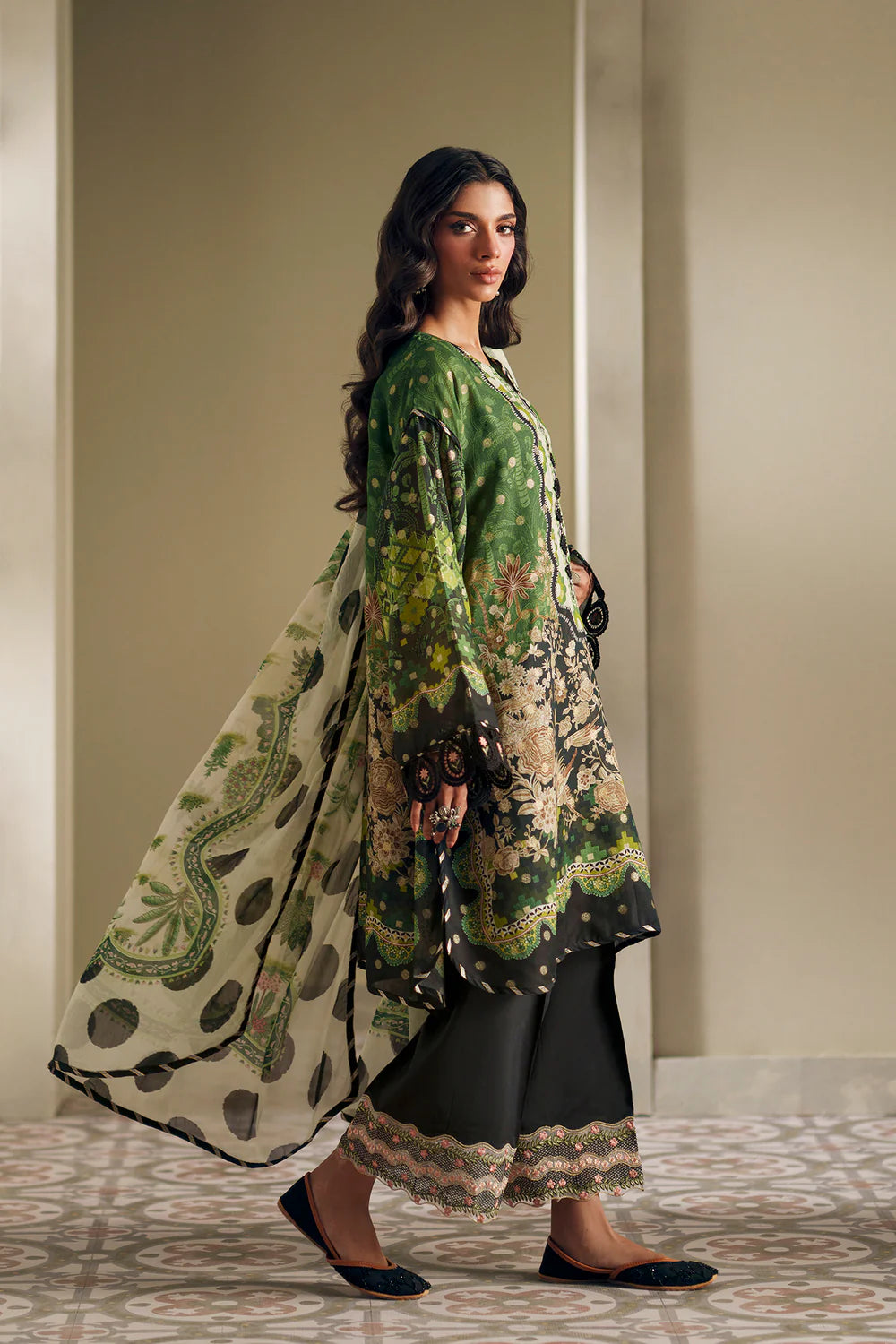 FOREST GREEN | E4192/103/705 | Rozana Collection SS '26- Drop 7 | Ethnc