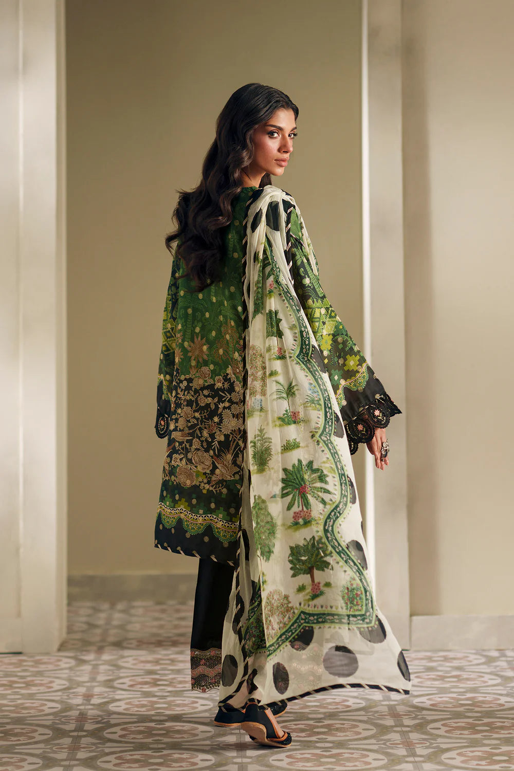 FOREST GREEN | E4192/103/705 | Rozana Collection SS '26- Drop 7 | Ethnc