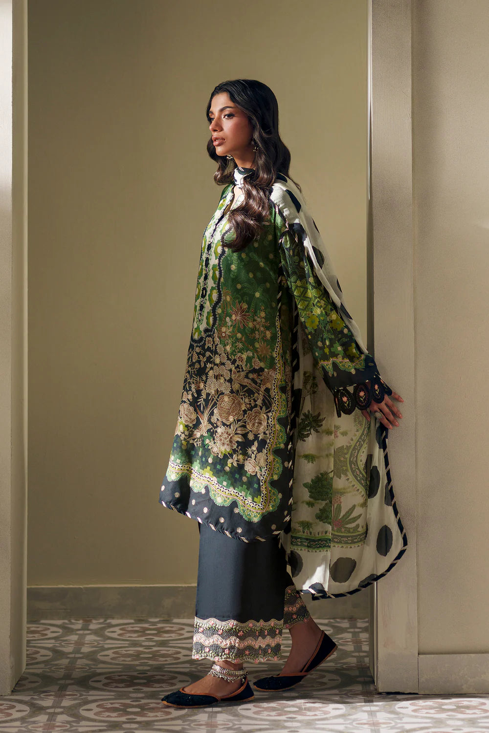 FOREST GREEN | E4192/103/705 | Rozana Collection SS '26- Drop 7 | Ethnc