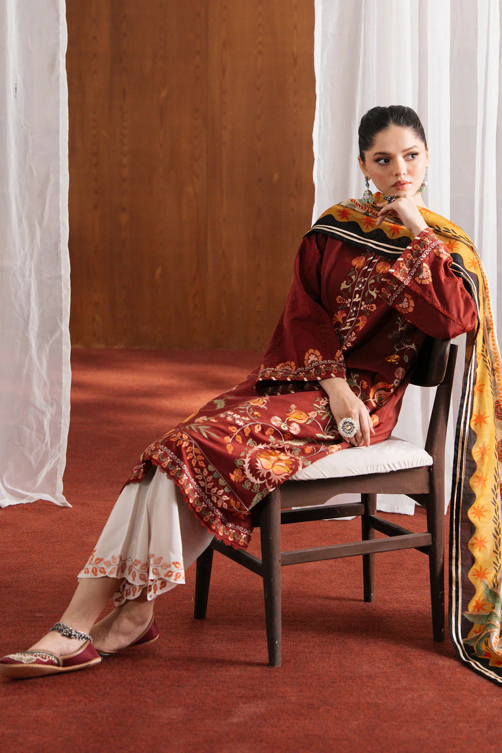 BRICK RED | E4241/103/305 | Rozana Collection SS '26 Drop 3 | Ethnc