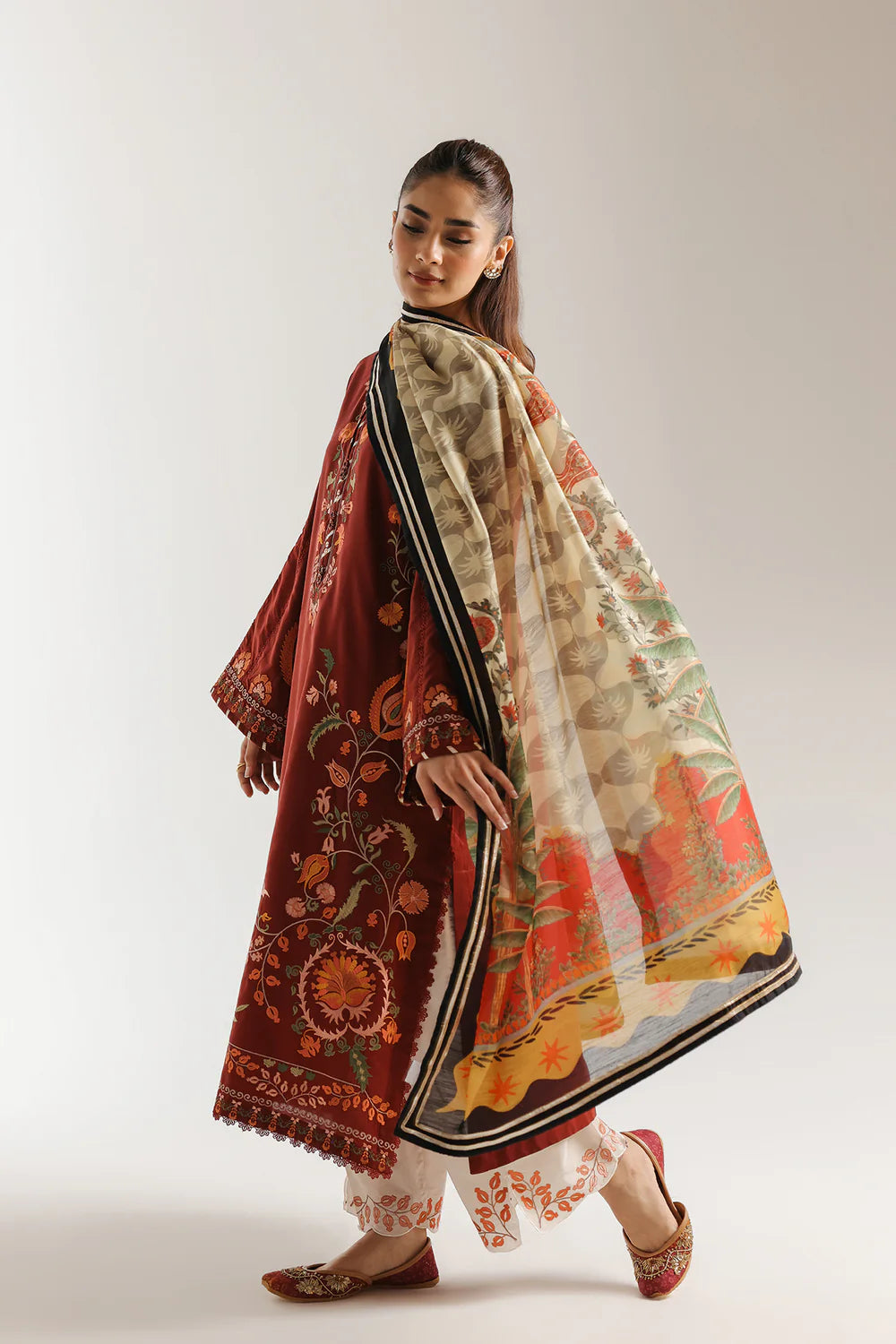 BRICK RED | E4241/103/305 | Rozana Collection SS '26 Drop 3 | Ethnc