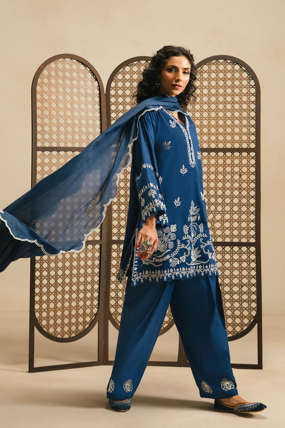 NAVY BLUE | E4294/103/619 | Rozana Collection SP SS '26- Drop 5 | Ethnc