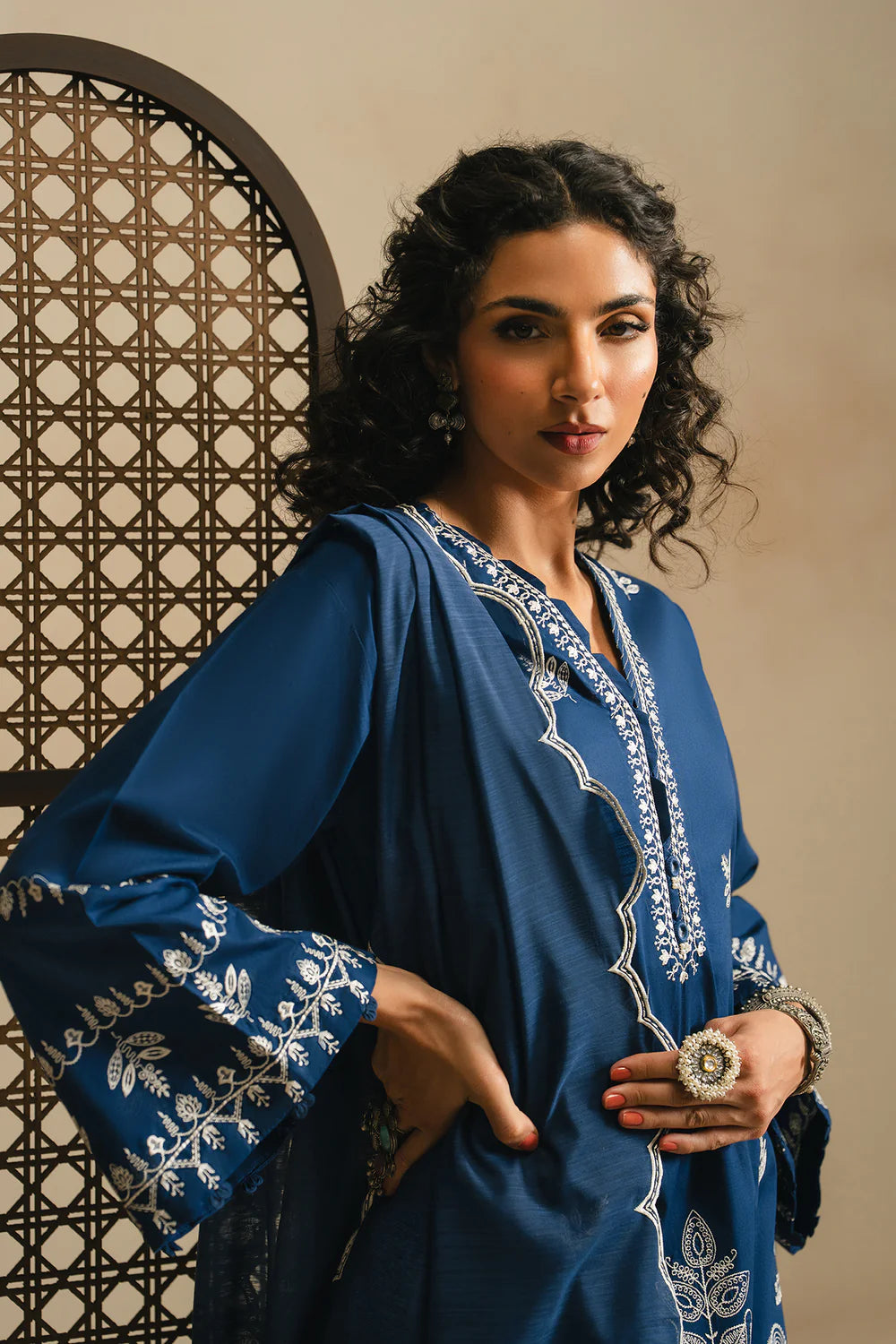 NAVY BLUE | E4294/103/619 | Rozana Collection SP SS '26- Drop 5 | Ethnc