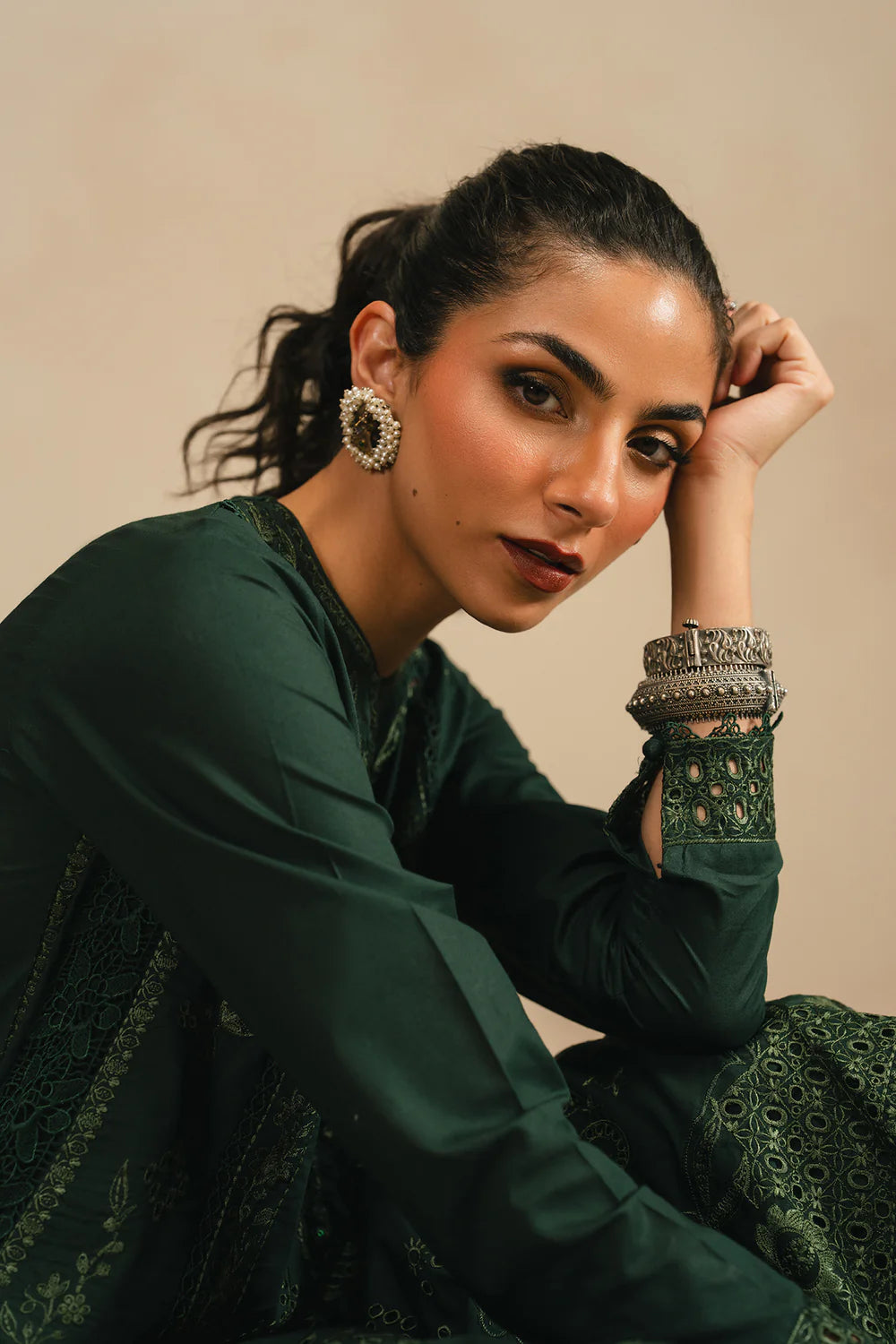 FOREST GREEN | E4297/103/704 | Rozana Collection SP SS '26- Drop 5 | Ethnc