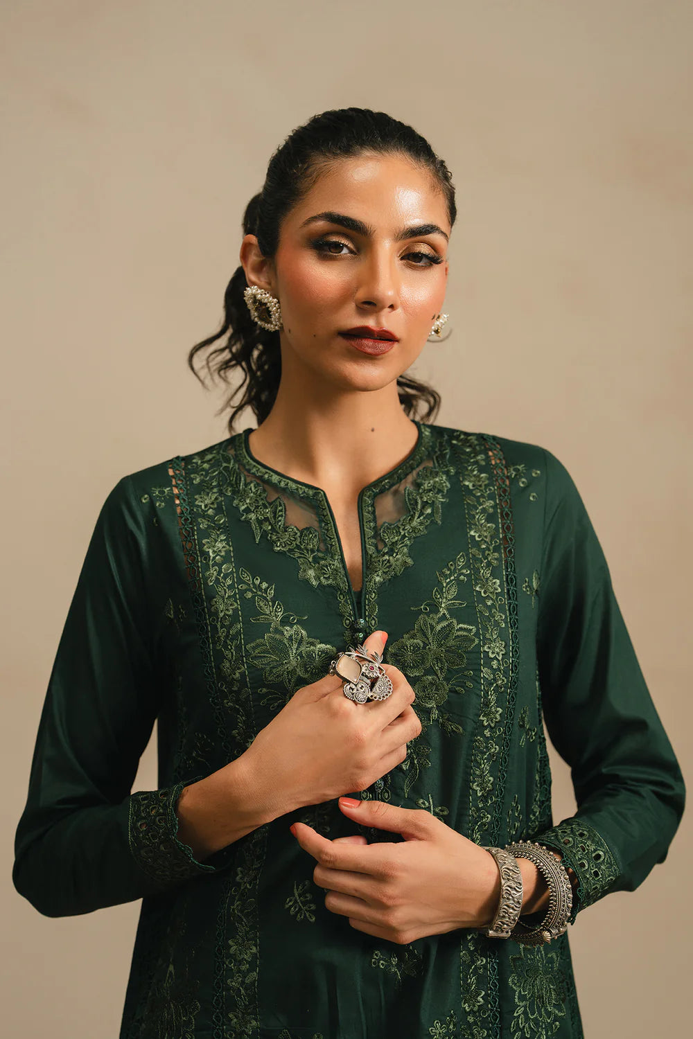 FOREST GREEN | E4297/103/704 | Rozana Collection SP SS '26- Drop 5 | Ethnc
