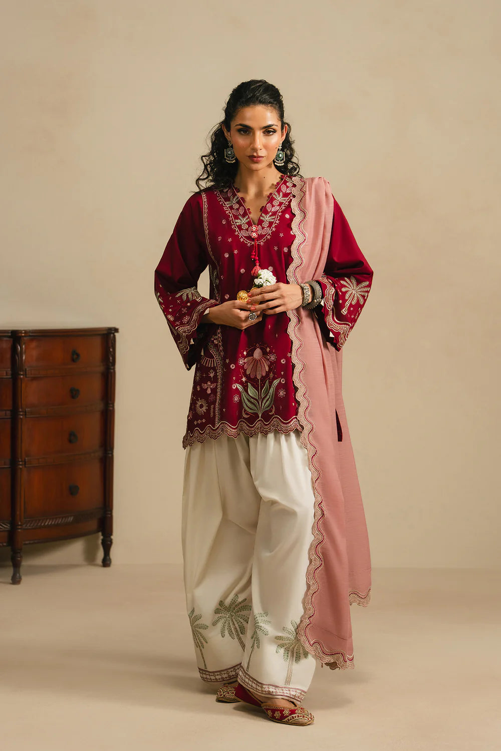 BRICK RED | E4379/103/305 | Rozana Collection SP SS '26- Drop 5 | Ethnc (RTS)