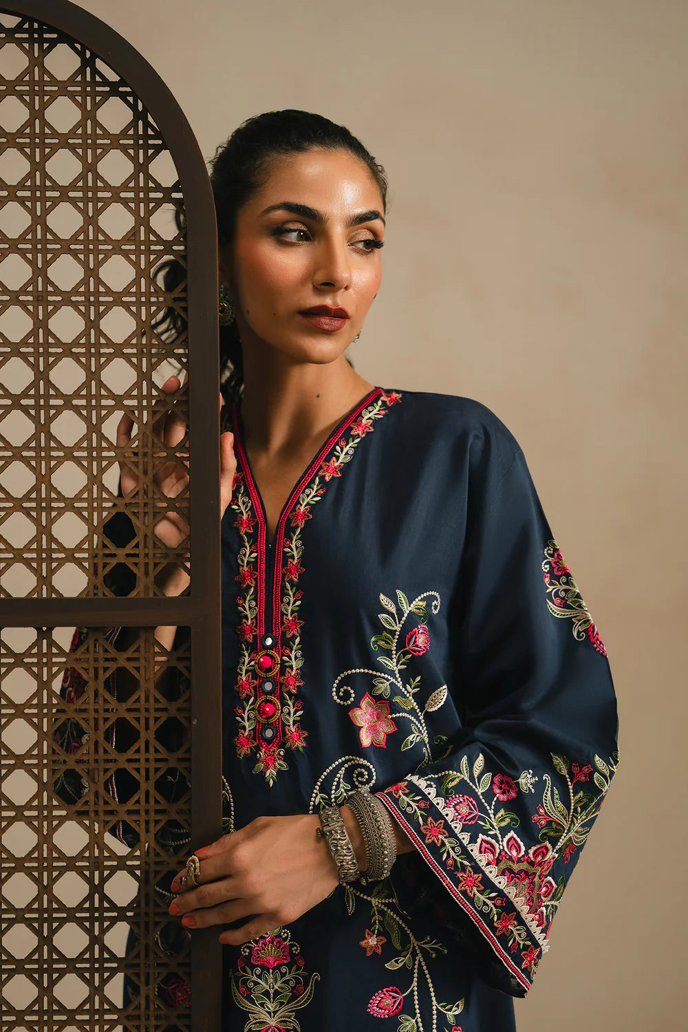NAVY BLUE | E4390/103/619 | Rozana Collection SP SS '26- Drop 5 | Ethnc