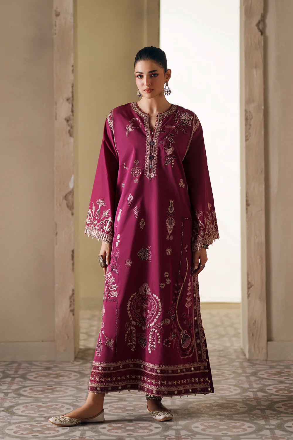 RASPBERRY ROSE | E4408/103/524 | Rozana Collection SS '26- Drop 7 | Ethnc