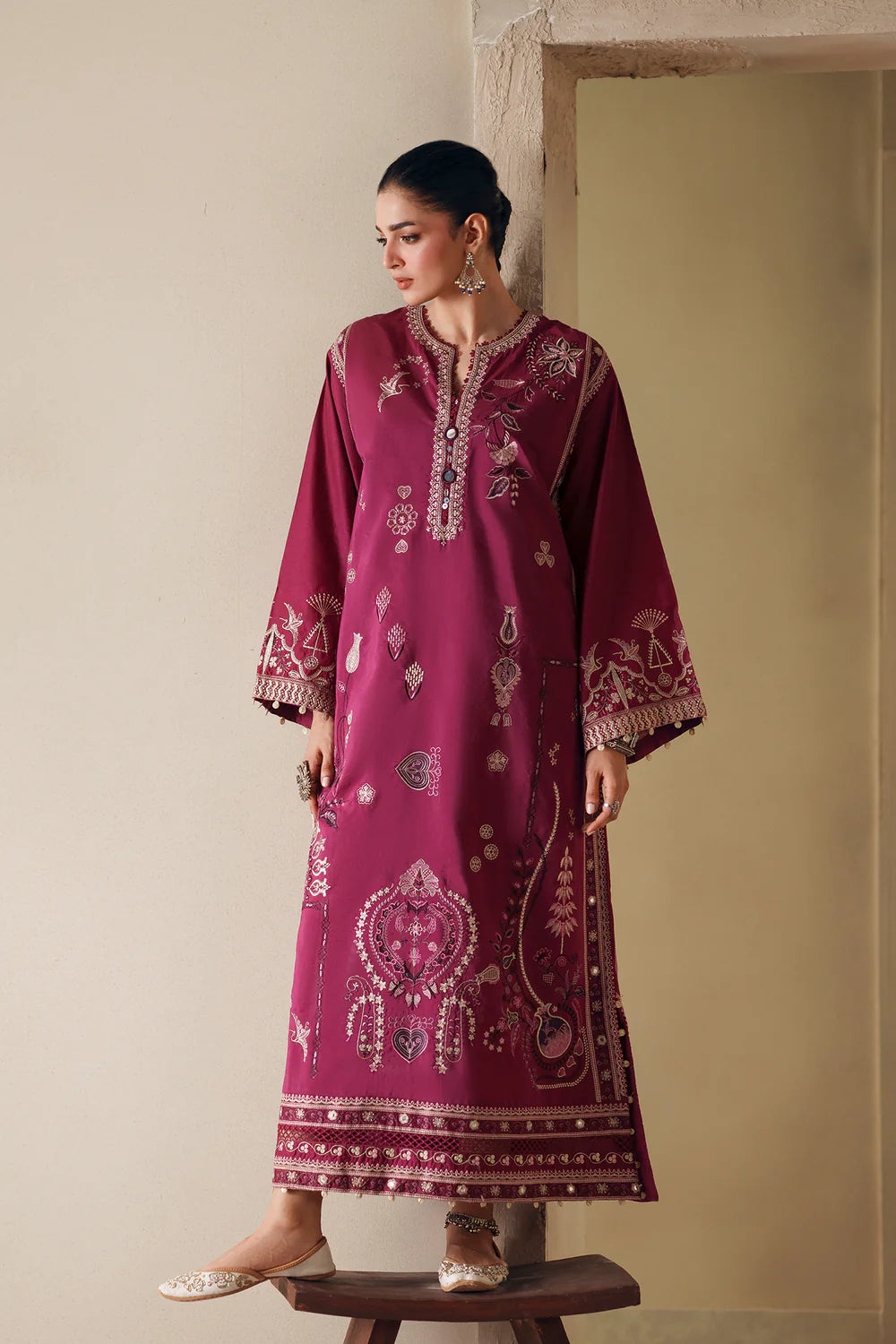 RASPBERRY ROSE | E4408/103/524 | Rozana Collection SS '26- Drop 7 | Ethnc