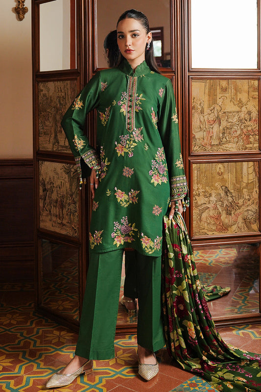 GREEN OASIS-3PC SATIN EMBROIDERED SUIT | Cross Stitch