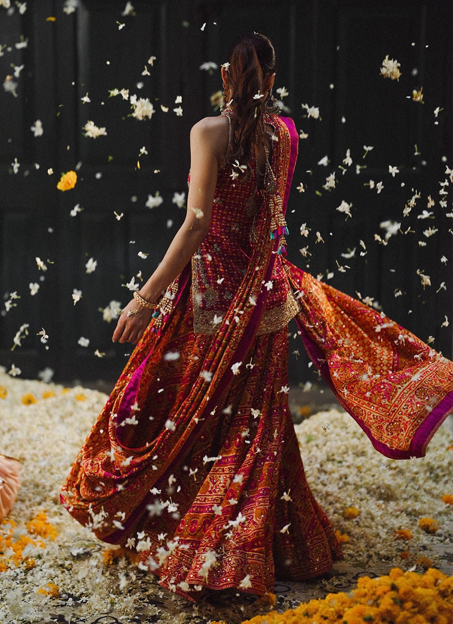 Ayala Magenta Pink Block Printed Shirt Dupatta And Lengha | FARAH TALIB AZIZ