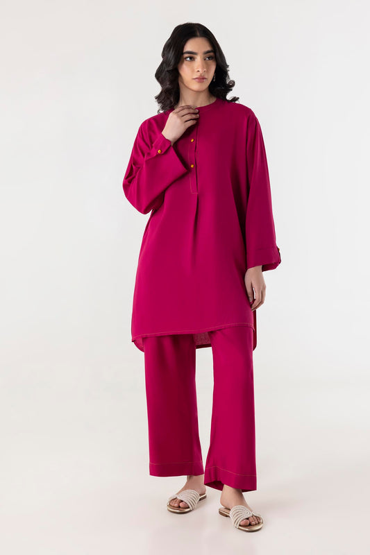 STITCHED PINK PRINTED SHIRT + CULOTTE | Sana Safinaz