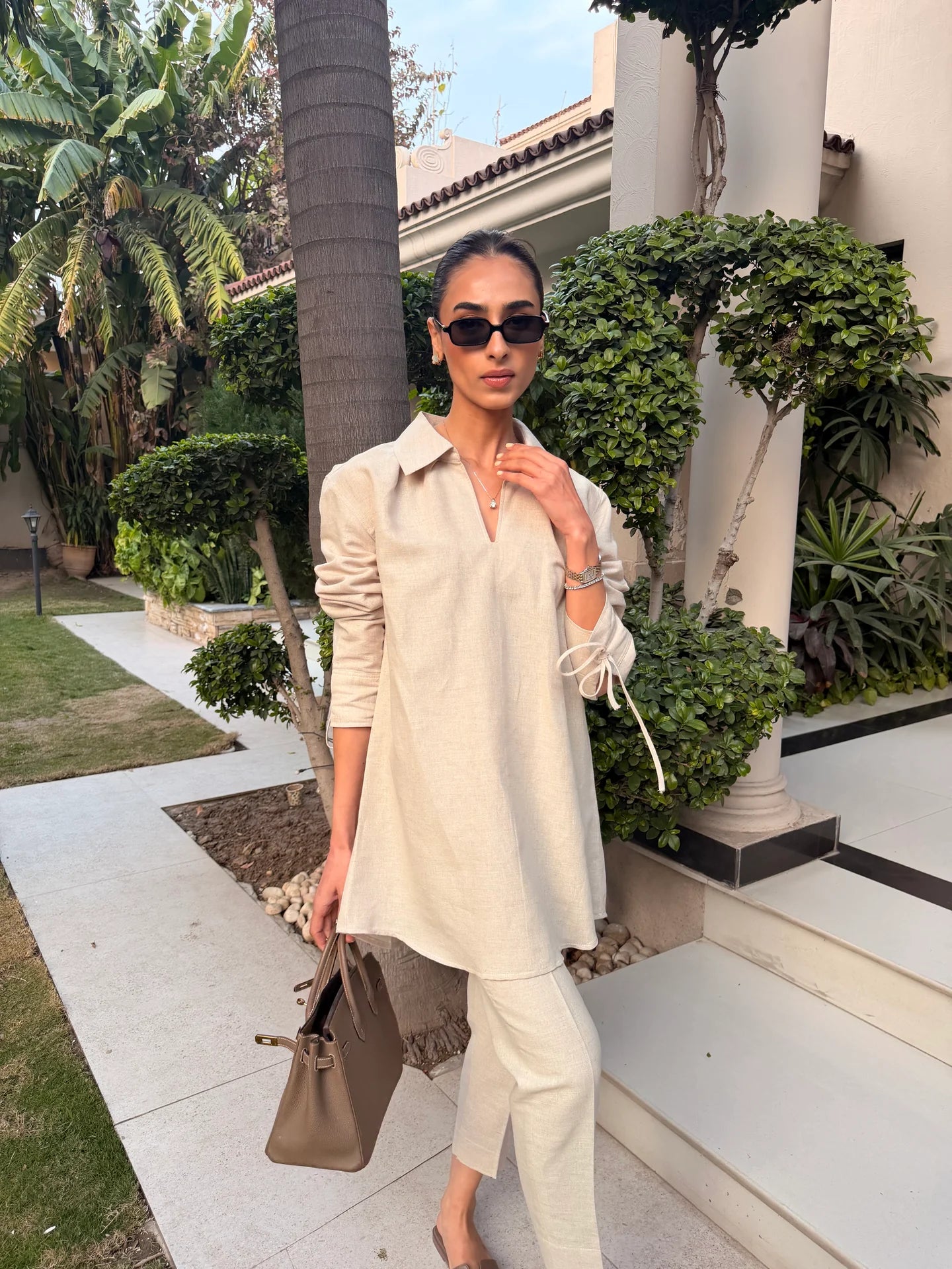 Beige Bow Set | Sak Atelier