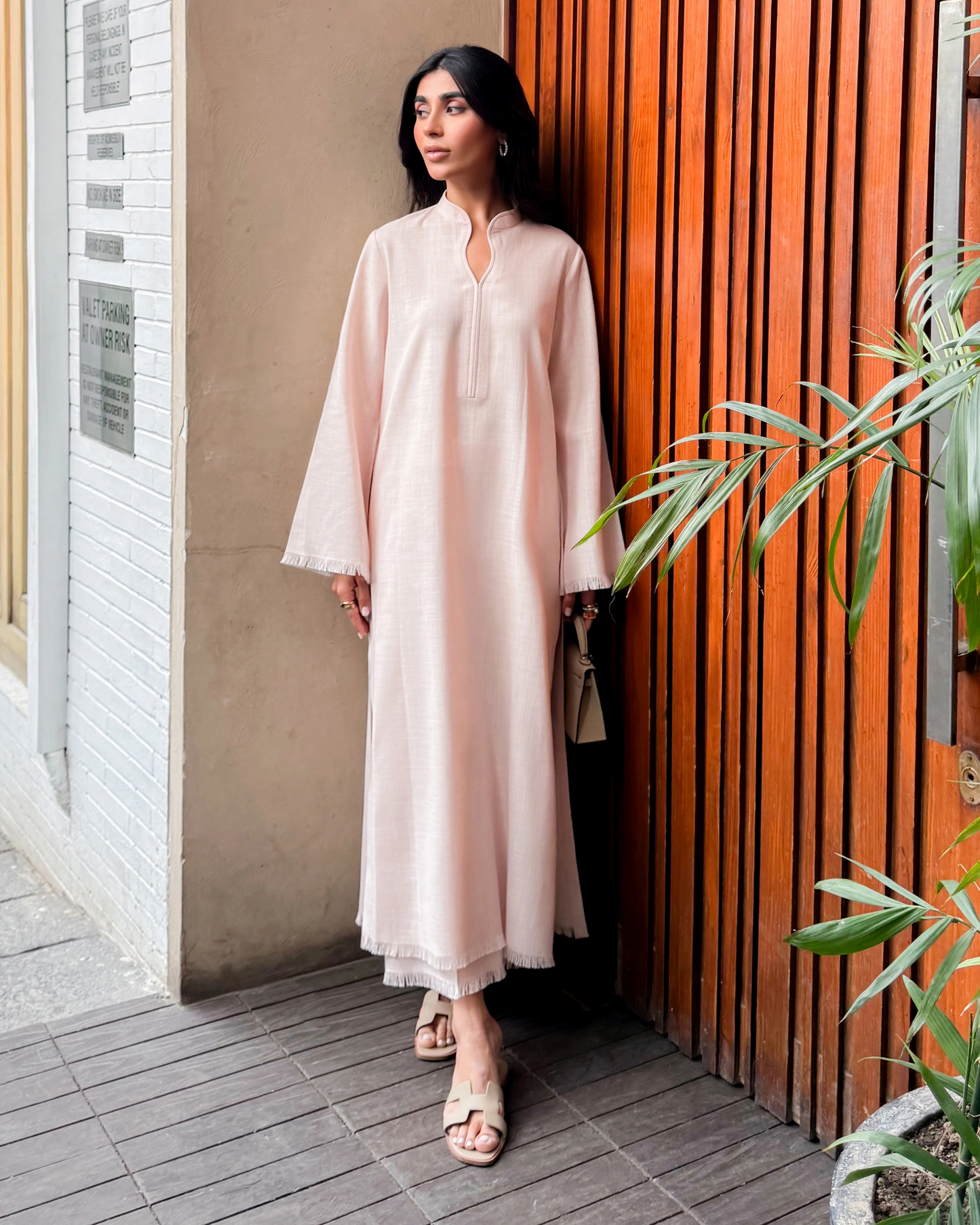 Light Pink Linen Fringe Set | LIRA (RTS)
