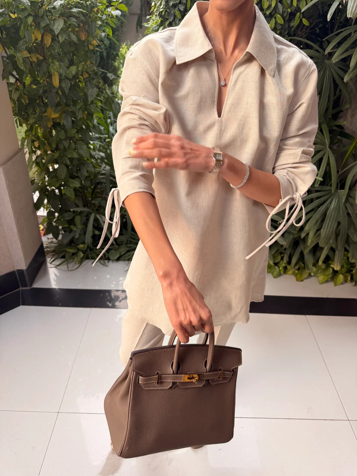 Beige Bow Set | Sak Atelier