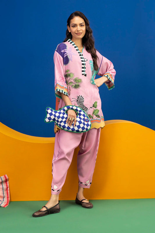FW25SM007P2T | Safi & Me Linen Set | Sana Safinaz (RTS)