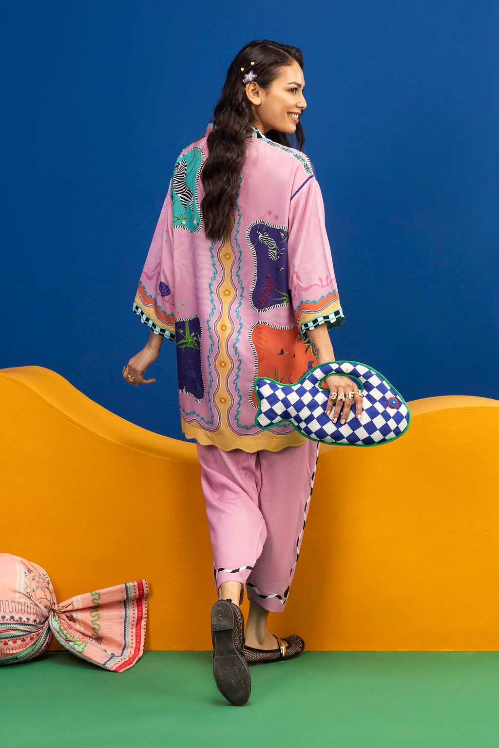 FW25SM007P2T | Safi & Me Linen Set | Sana Safinaz (RTS)
