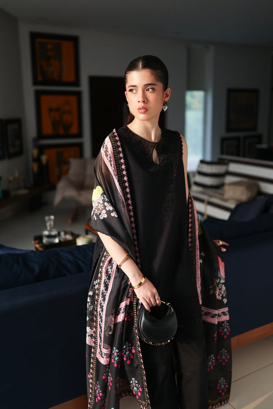 JET BLACK LUXURY EMBROIDERED 3 PCS SET (NPA3-25430) | ZAIB