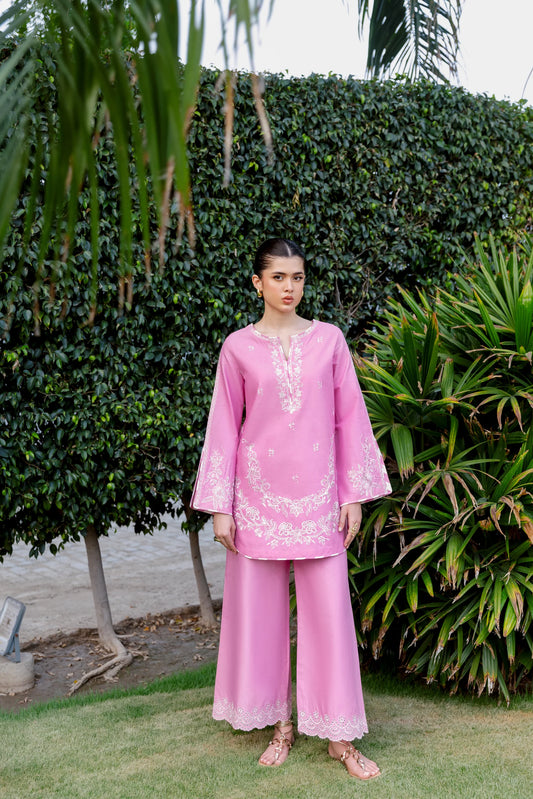 BRIGHT PINK LUXURY EMBROIDERED 2PCS SET (NPA2-25305) | ZAIB