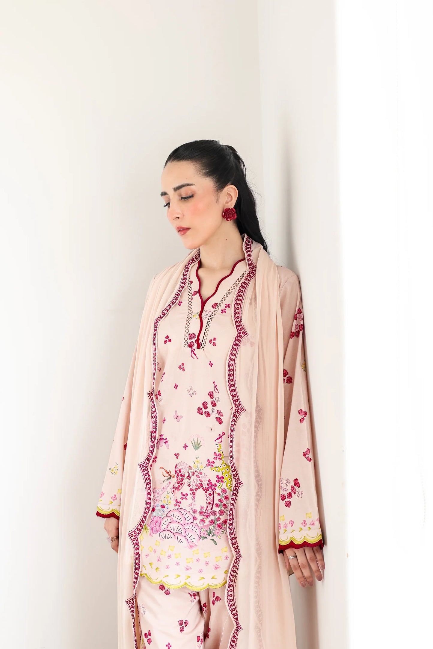 BLUSH PINK LUXURY PRINTED 3PCS SET (NPA3-25433) | ZAIB