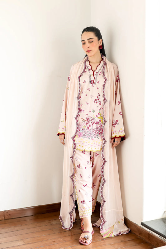 BLUSH PINK LUXURY PRINTED 3PCS SET (NPA3-25433) | ZAIB