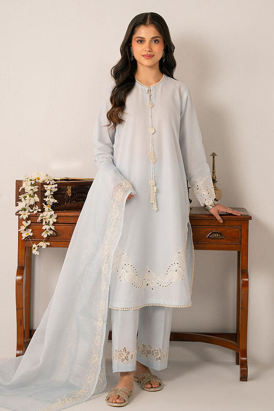 FLORET GLOW-3 PC (SHIRT, DUPATTA & TROUSER) | CROSS STITCH (RTS)