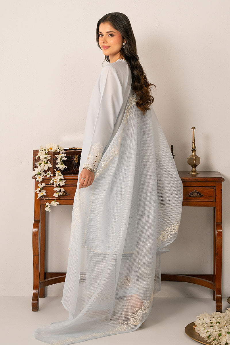 FLORET GLOW-3 PC (SHIRT, DUPATTA & TROUSER) | CROSS STITCH (RTS)