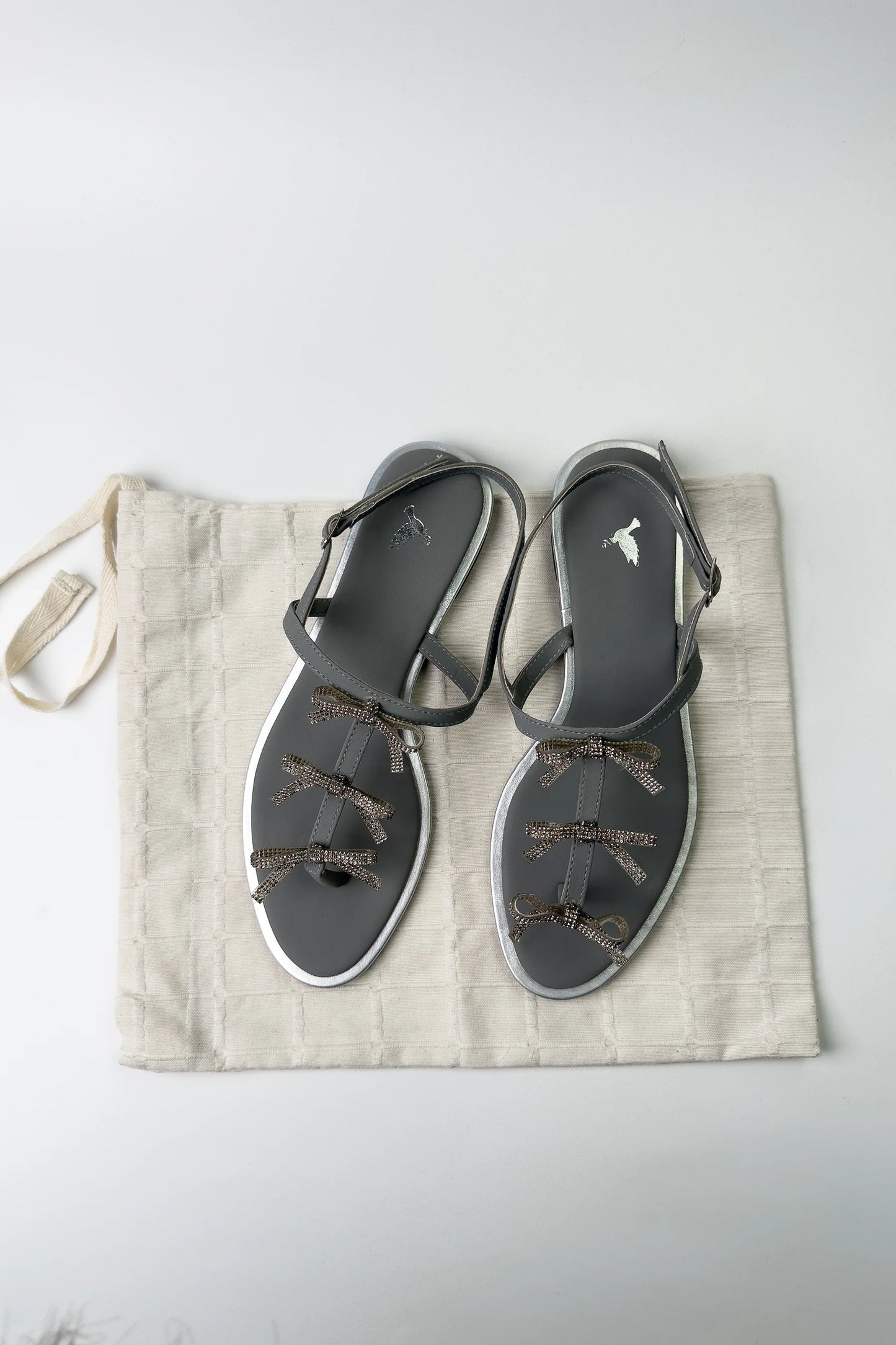 CAOVILLA SILVER FLAT SANDALS (ZBN-25003) | ZAIB | FOOTWEAR