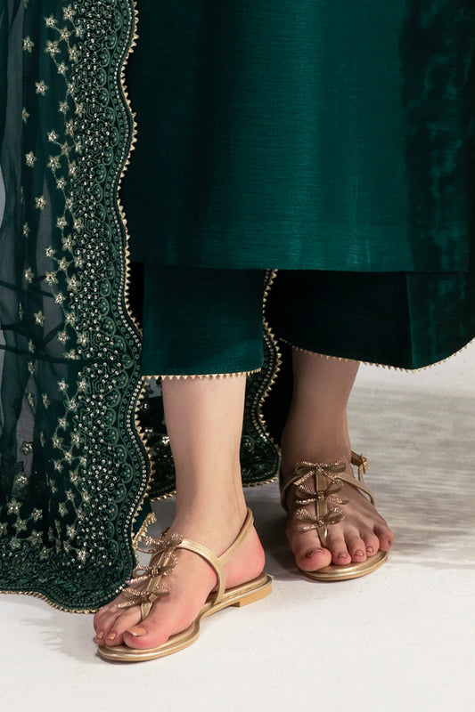 CAOVILLA GOLDEN FLAT SANDALS (ZBN-25003) | ZAIB | FOOTWEAR