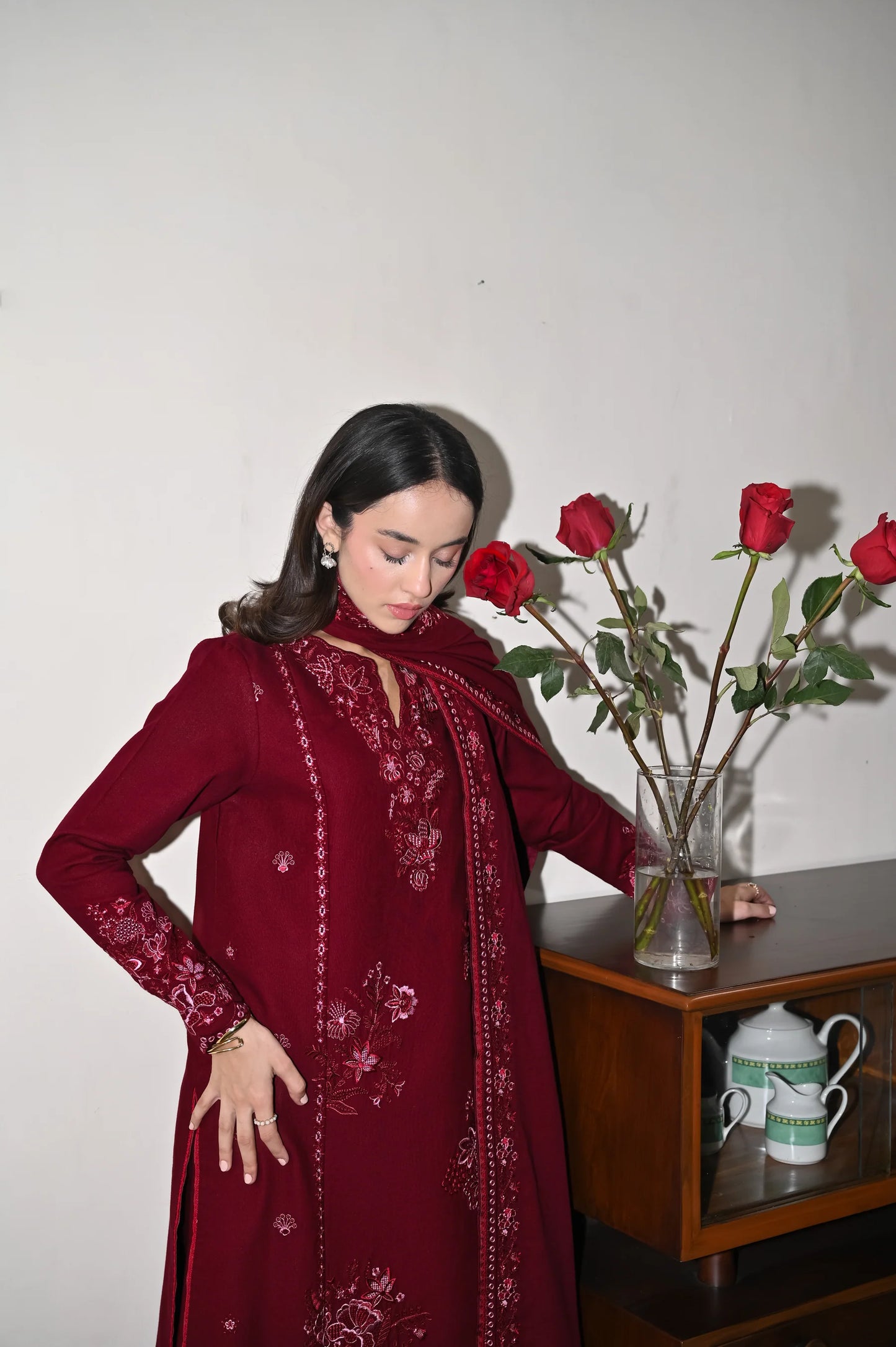 DEEP MAROON | LUXURY EMBROIDERED KARANDI | (NPA3-25450) | ZAIB