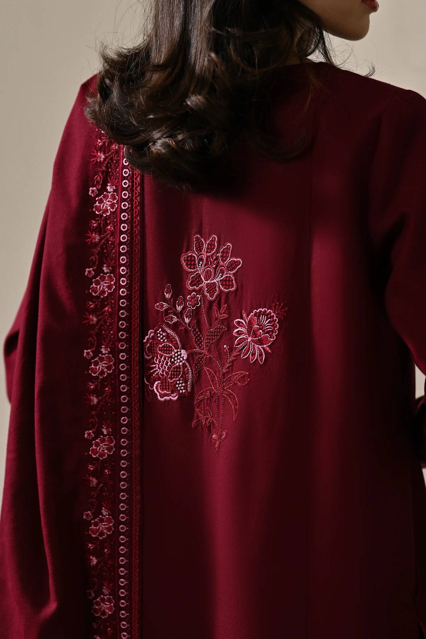 DEEP MAROON | LUXURY EMBROIDERED KARANDI | (NPA3-25450) | ZAIB